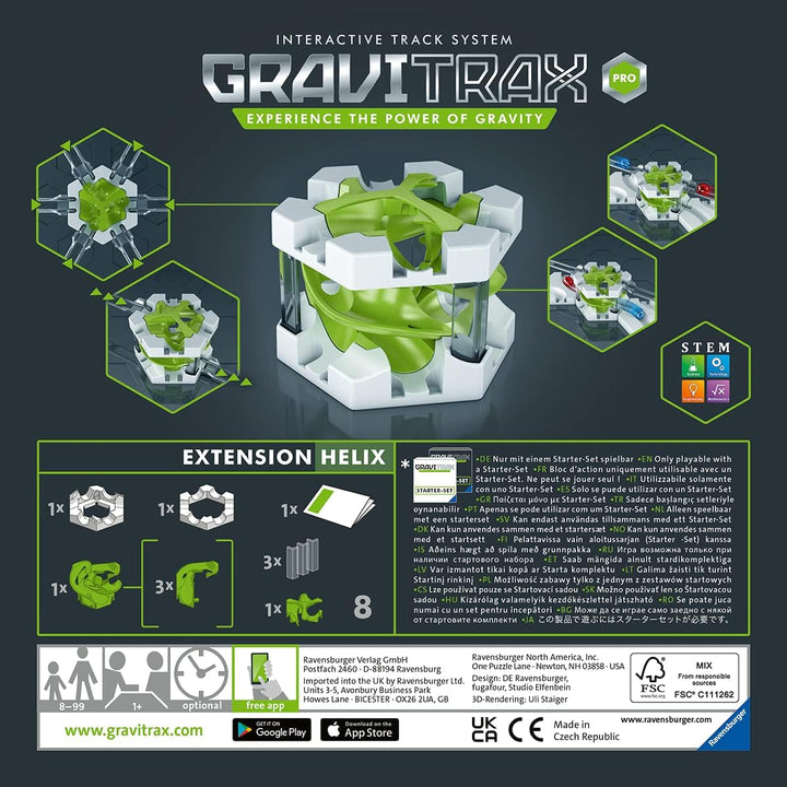 Ravensburger GraviTrax PRO Erweiterung Helix - Ideales Zubehör für spektakuläre Kugelbahnen, Konstru