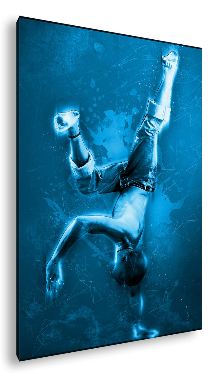 deyoli Breakdance - Illustration Format: 80x60 Effekt: Monocrome Blau als Leinwandbild, Motiv fertig