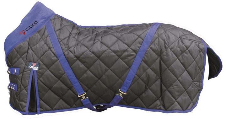 CATAGO Stalldecke 300 g Füllung schwarz mit blau 420D Gehfalte Kreuzgurte 135 cm schwarz / blau, 135