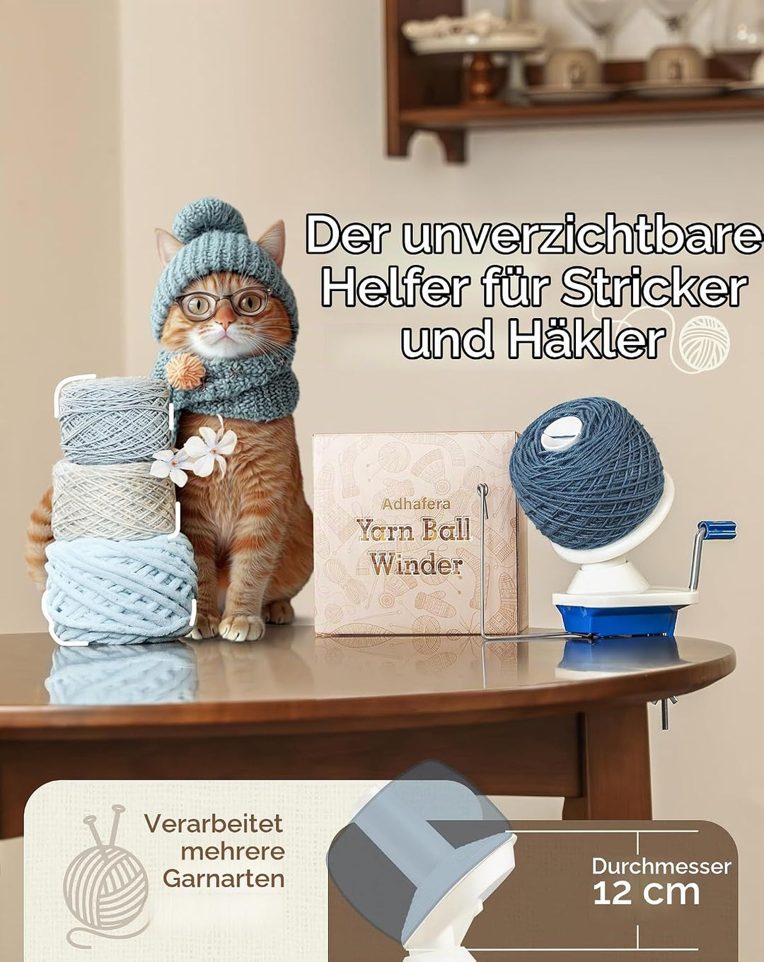 Adhafera Wollwickler, Einfach zu Installierender Garnwickler, Ein Guter Helfer Für Garnsammler, woll