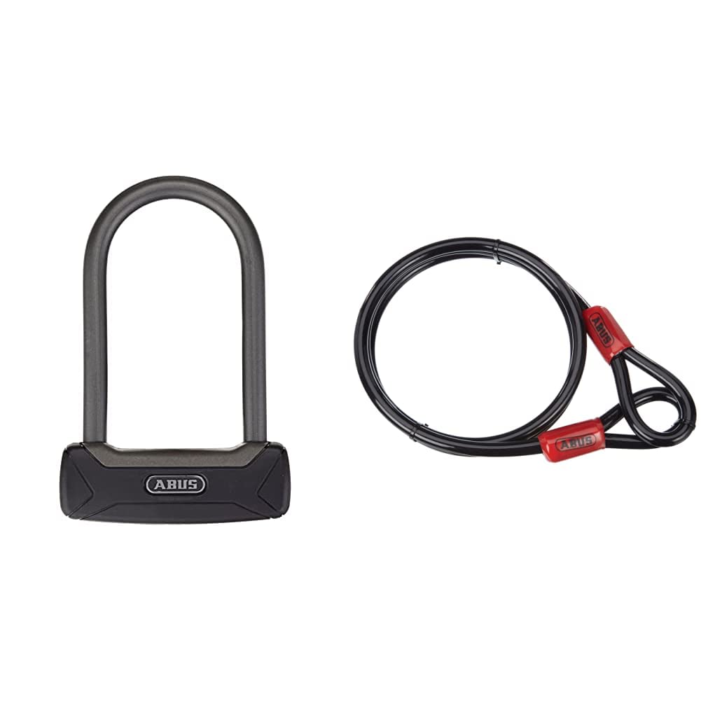 ABUS Bügelschloss Granit Plus 640/135HB150 - ABUS-Sicherheitslevel 12 - Schwarz & Schlaufenkabel Cob