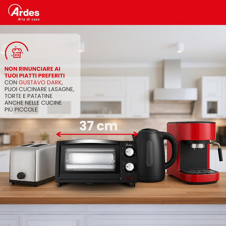 ARDES - AR6211B Elektrischer Kleinbackofen Fassungsvermögen 10 Liter Mit Innenbeleuchtung Regulierba