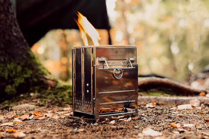 STABILOTHERM Edelstahl Holzkohle-Grill Camping Outddor faltbar | mobiler Grill Camping-Grill Outdoor
