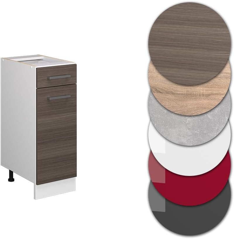 Vicco Küchenunterschrank R-Line, Grau/Weiss, 30 cm ohne Arbeitsplatte Grau Schubunterschrank 30 cm,