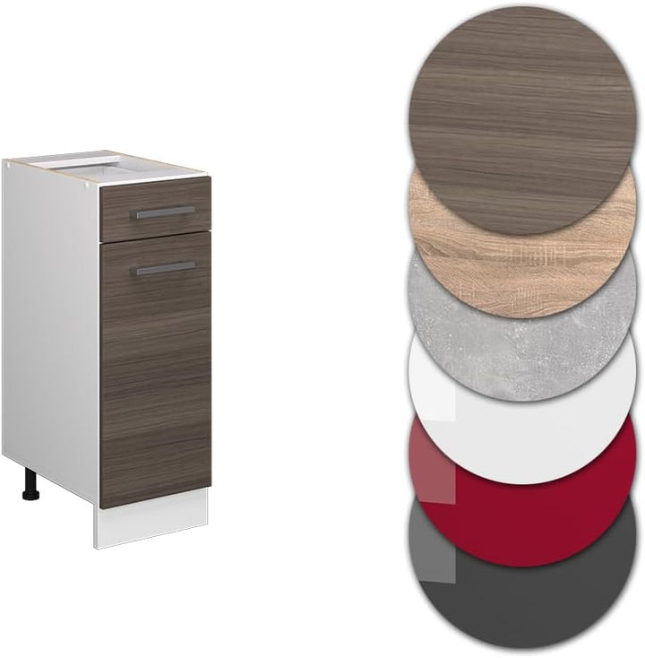Vicco Küchenunterschrank R-Line, Grau/Weiss, 30 cm ohne Arbeitsplatte Grau Schubunterschrank 30 cm,
