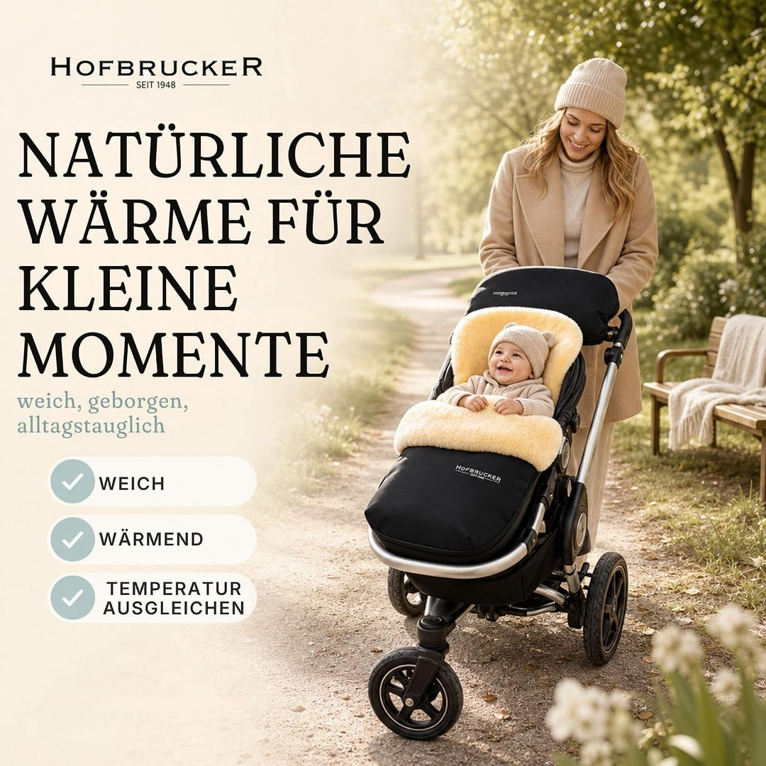 Hofbrucker Lammfell-Fusssack Putzi Kinderwagen, Buggy/Winterfusssack wind- &amp; wasserabweisend/Warmer