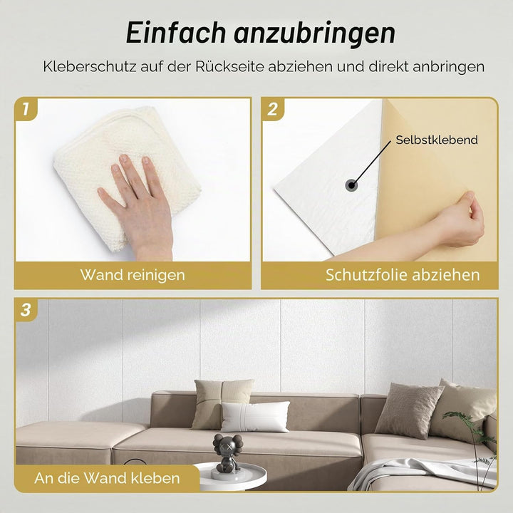 TONOR Gross Akustikpaneele Selbstklebend, 4 Pack 112x55 cm Schallschutzplatten Akustikplatten für Wa