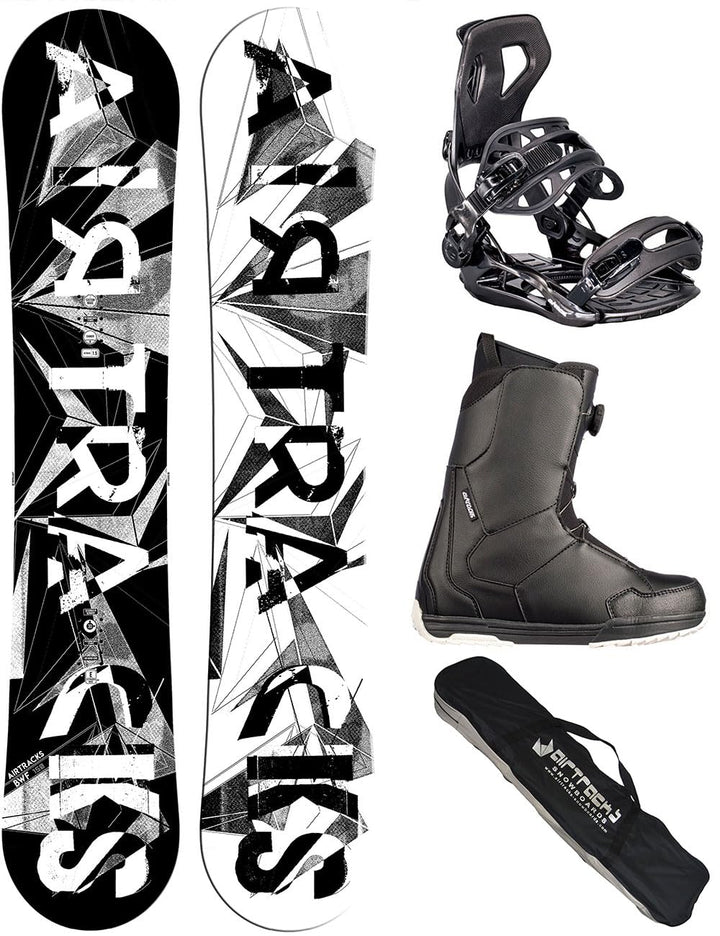 Airtracks Herren Snowboard Set Freestyle Freeride Board BWF Camber Wide + Snowboard Bindung Master +