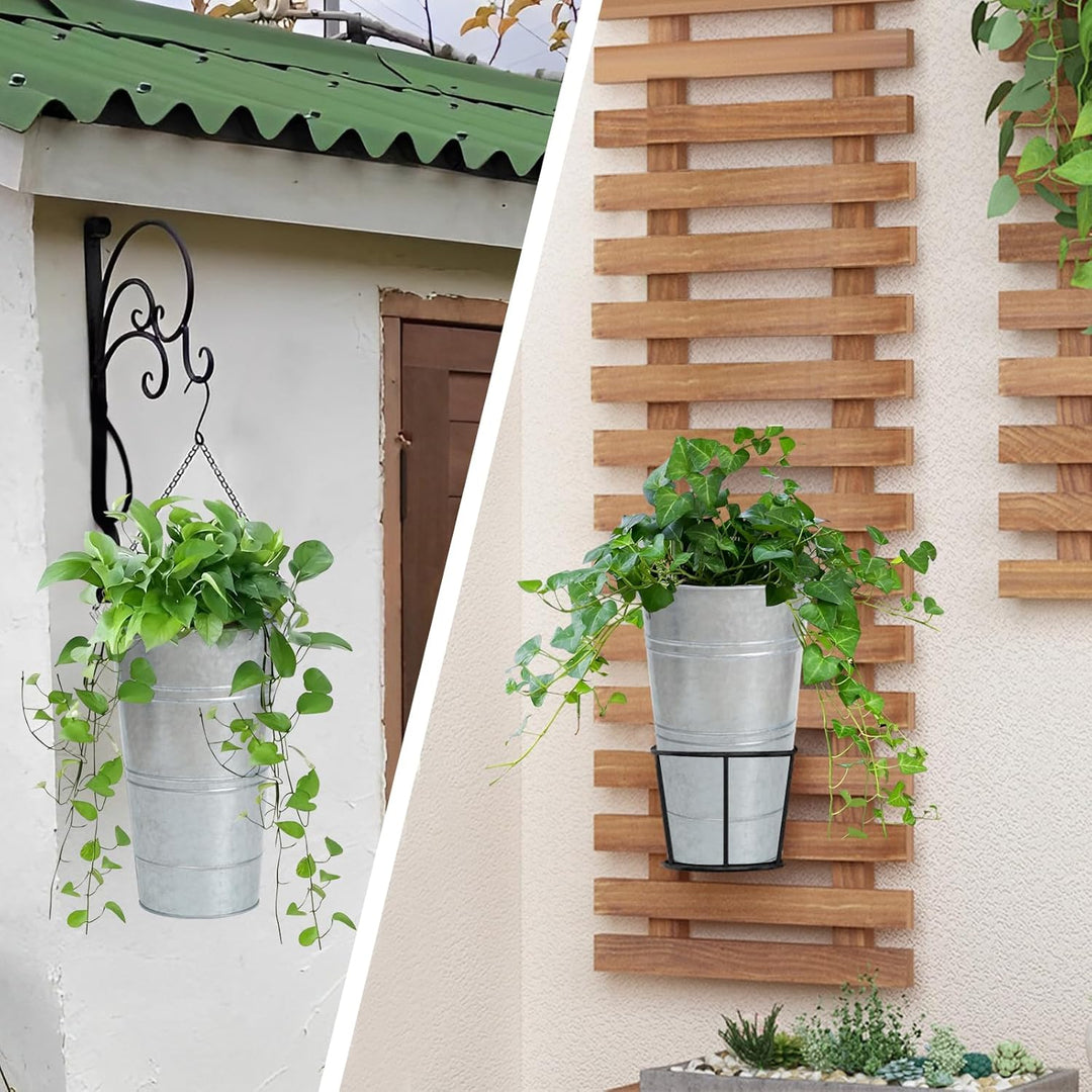 Notakia 30,5 cm grosse verzinkte Metallvasen im Bauernhaus-Stil, französische Blumeneimervasen für S