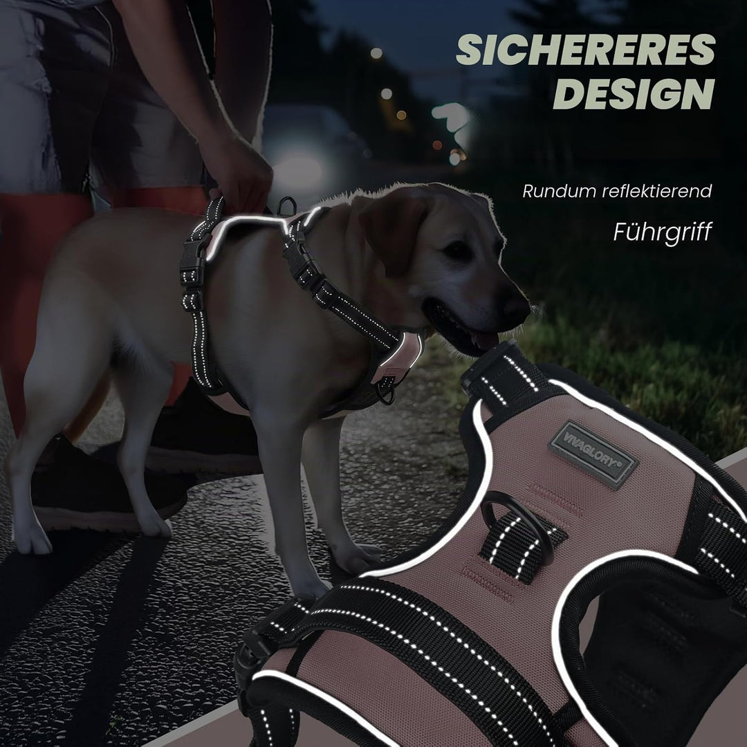VIVAGLORY Easefit Hundegeschirr, Zugstopp Hundegeschirr Geschirr Hund Mit Griff, Anti Zieh Geschirr