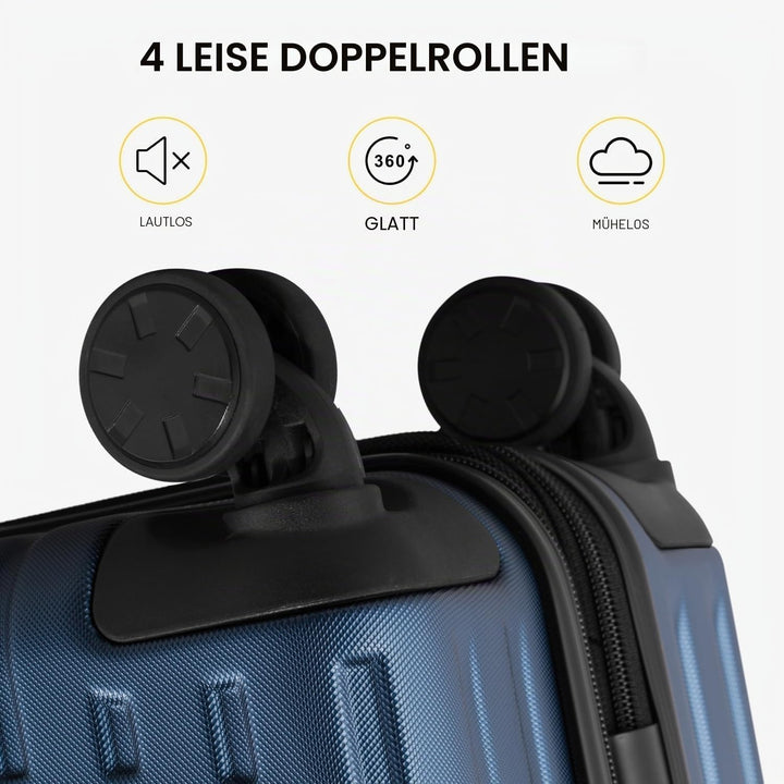 LEVEL8 Koffer Trolleys Handgepäck Hartschalenkoffer Rollkoffer Reisekoffer, TSA Blau 20'' 37*24*55.5