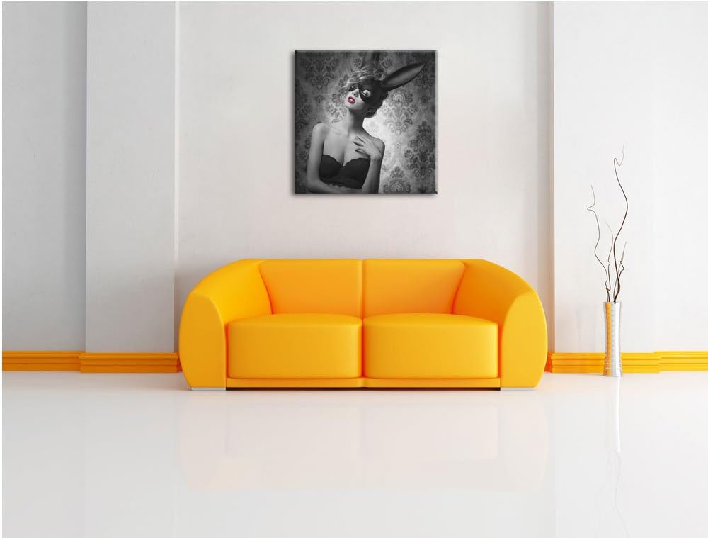 Pixxprint Maskierte attraktive Frau als Leinwandbild Quadratisch/Grösse: 70x70 / Wandbild/Kunstdruck