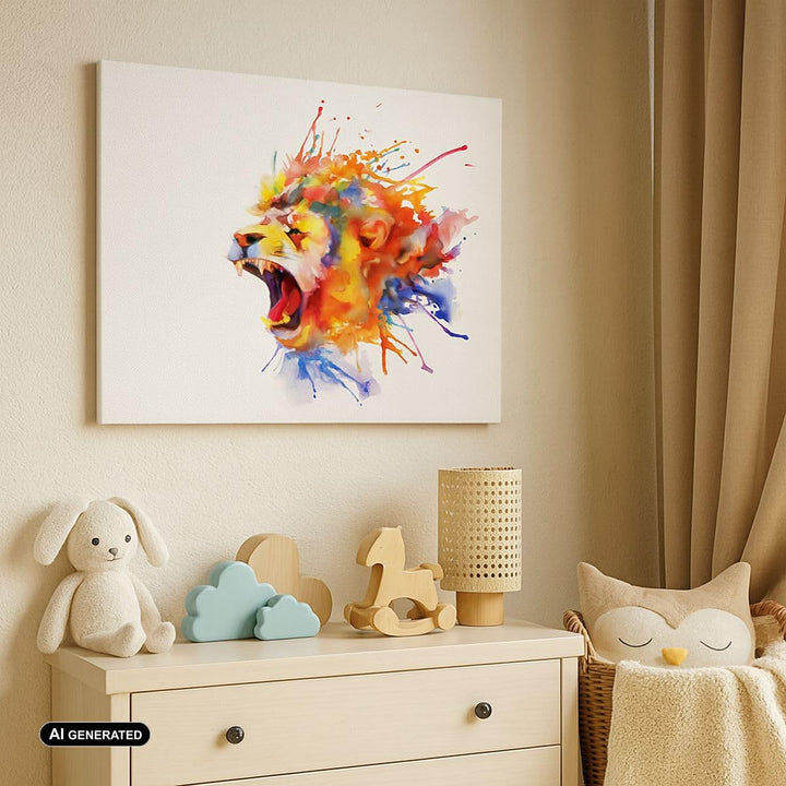 Bilder auf Leinwand 100x70cm Leinwandbild Löwe modern Malerei Tier Gross Wanddeko Bild Schlafzimmer