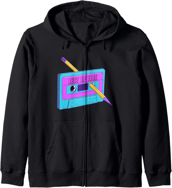 Best Of 1985 Kassettenband Vintage 80er Jahre Mottoparty Kapuzenjacke