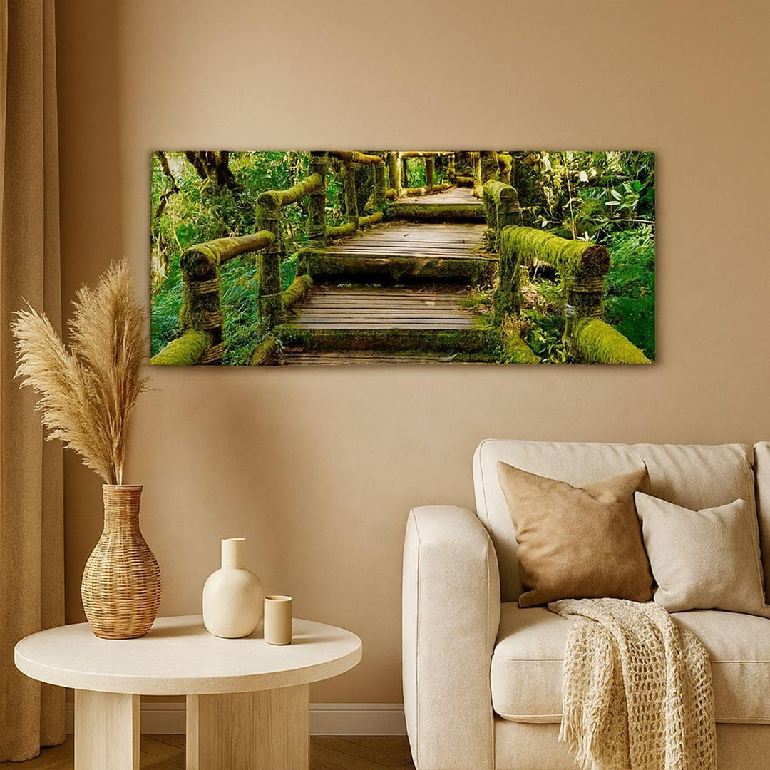 Panorama Bilder auf Leinwand 100x40cm Leinwandbild Asien natur park brücke Gross Wanddeko Bild Schla
