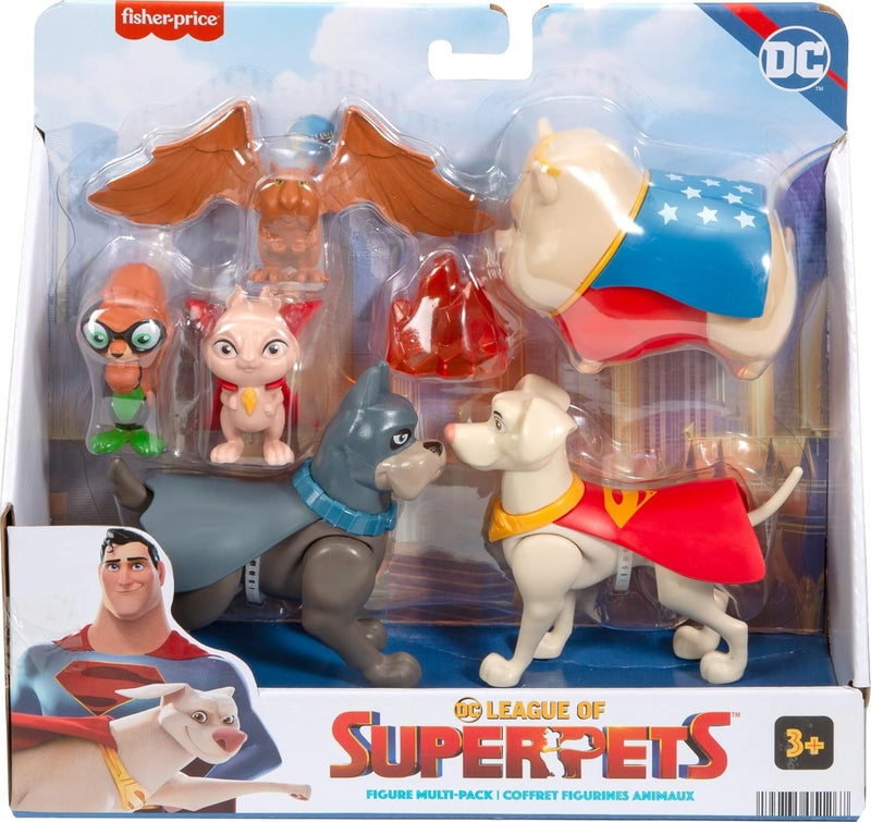 DC Super Pets HGL00 - DC League of Super-Pets Spielfigurenset, Set mit 6 Figuren und Phantasiespielz