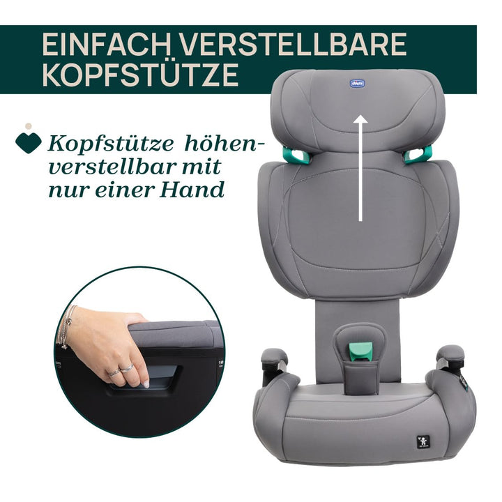 Chicco Quizy Lite i-Size, Kinderautositz 3-12 Jahre (100-150 cm), Gewicht 15-36 kg, einfach einzubau
