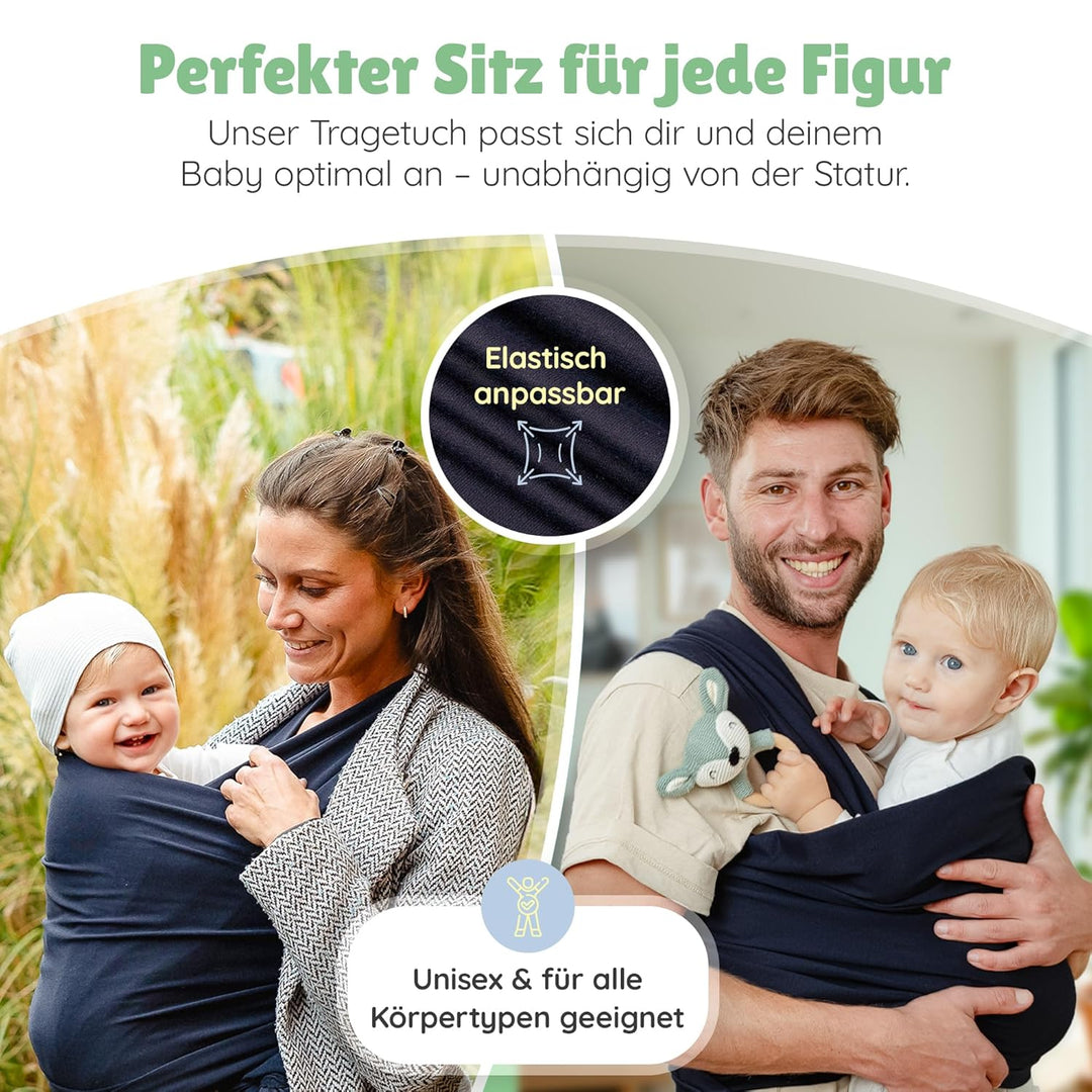 Tragetuch Neugeborene - Elastisches Baby Trage-Tuch ab Geburt, Atmungsaktive & ergonomische Koala-Ba