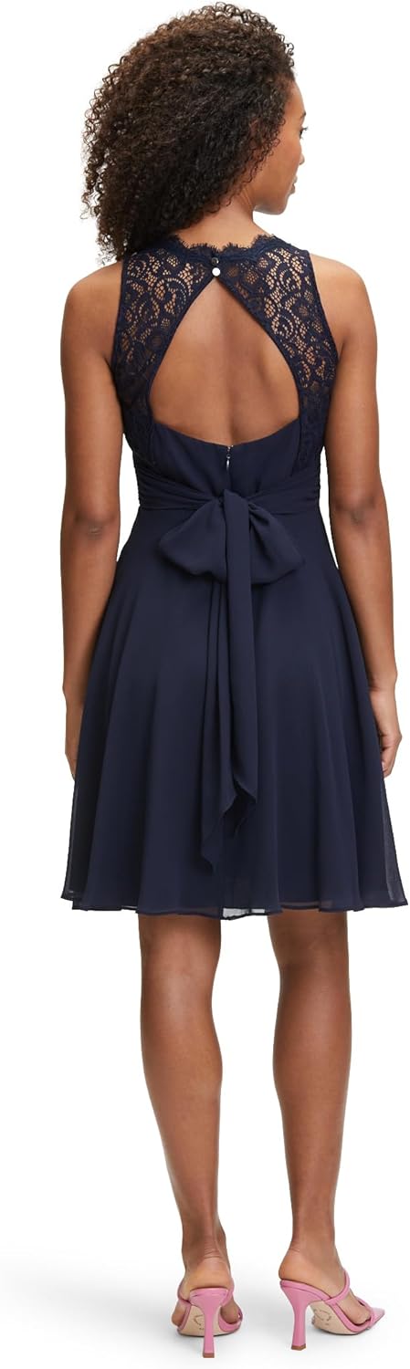 Vera Mont Damen Abendkleid mit Spitze 32 Blau, 32 Blau