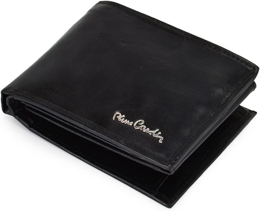Pierre Cardin Herren Geldbörse aus echtem Leder mit Kartenfächern Münzfach Elegantes Schwarz, Elegan