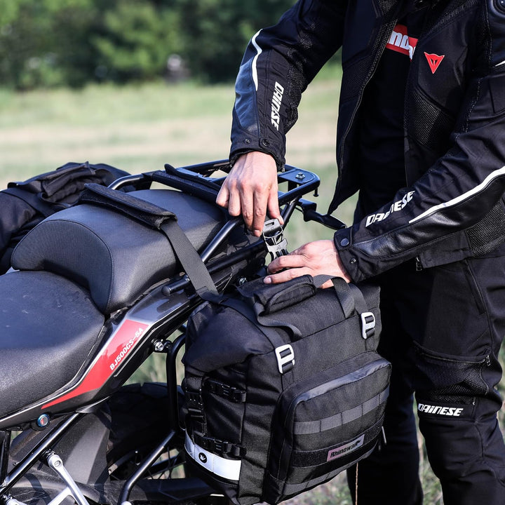 Rhinowalk Motorrad Satteltasche 20L Wasserdicht Motor Seitentasche Gepäcktasche Hecktasche Hinterrad