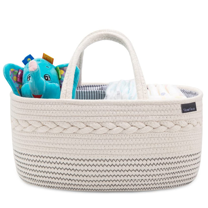 Baby Windel Caddy Organizer，Multifunktionale Aufbewahrungsbox für Windeln， mit wechselbaren Fächern,