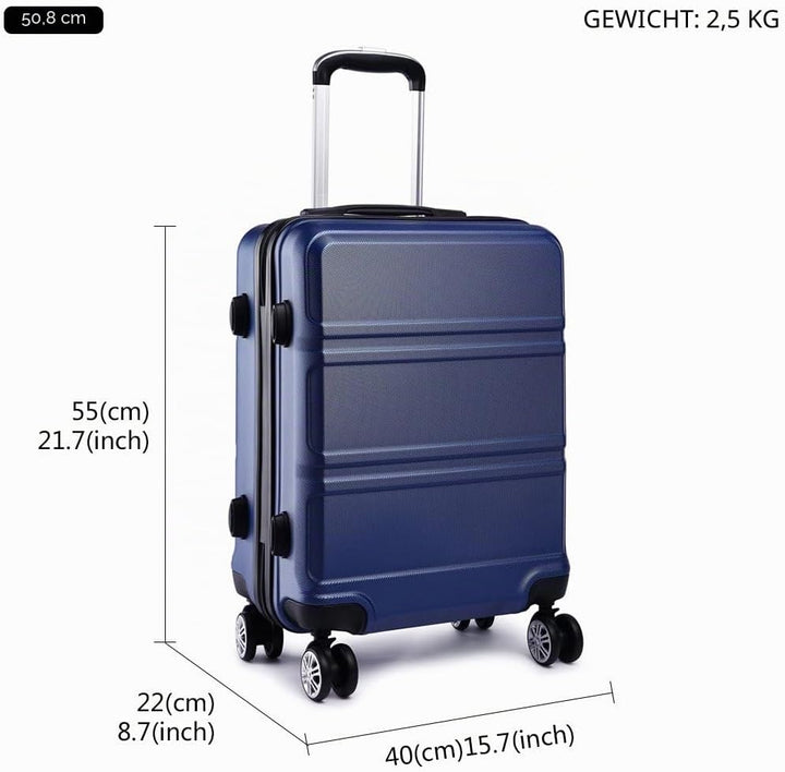 KONO Kofferset ABS Hartschalen Hardcase Trolley TSA-Schloss Reisekoffer Dunkelblau, Dunkelblau