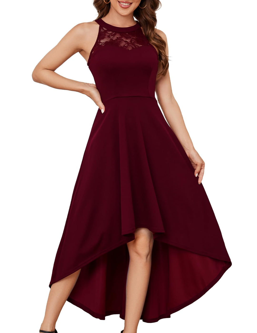Bbonlinedress Abendkleider elegant für Hochzeit gast festliches Kleid Damen Neckholder Konfirmations
