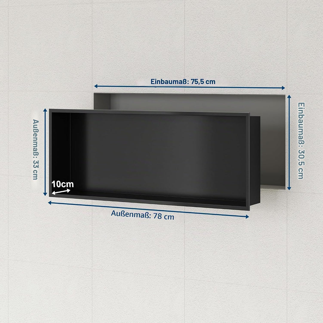 Neodrain Wandnische Dusche Edelstahl Duschnische Einzelregal Lagerung für Badezimmer 75 x 30 cm, Sch