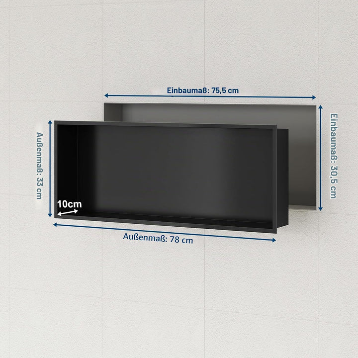Neodrain Wandnische Dusche Edelstahl Duschnische Einzelregal Lagerung für Badezimmer 75 x 30 cm, Sch