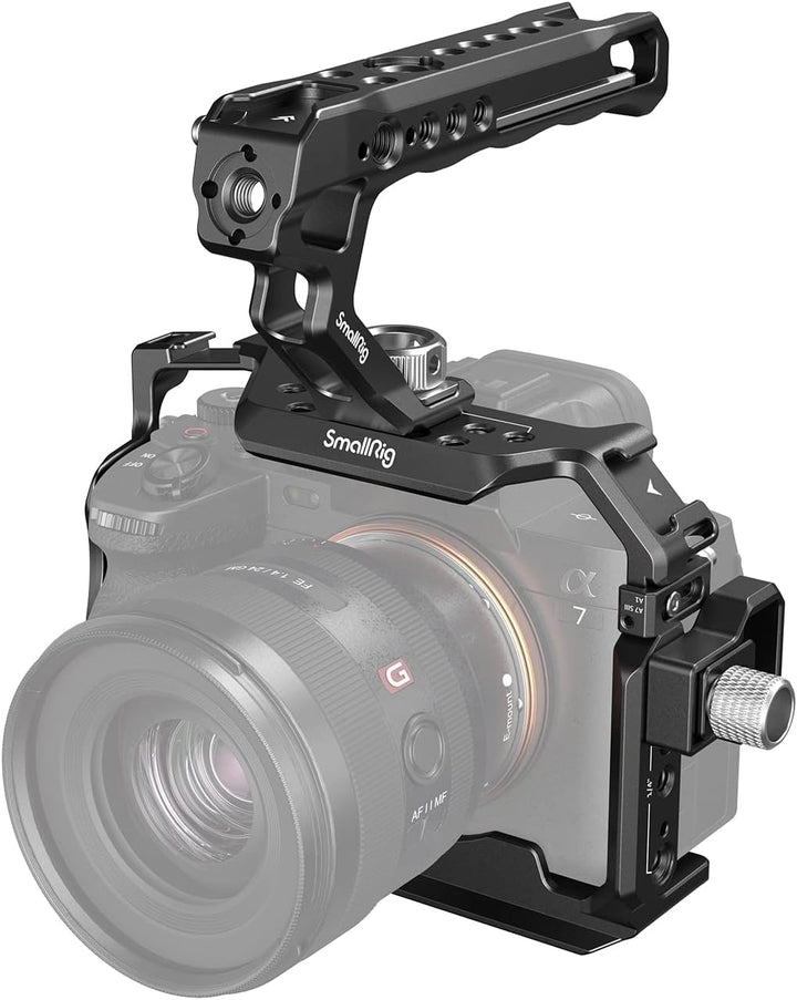 SMALLRIG A7 IV Käfig Cage mit oberem Griff und HDMI-Kabelklemme, Basis Kit für Sony Alpha 7 IV/Alpha