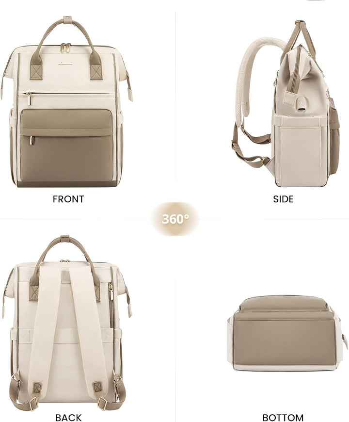 LOVEVOOK Rucksack Damen, 17 Zoll Laptop Arbeitstasche Schulrucksack mit USB Ladeanschluss, Wasserdic