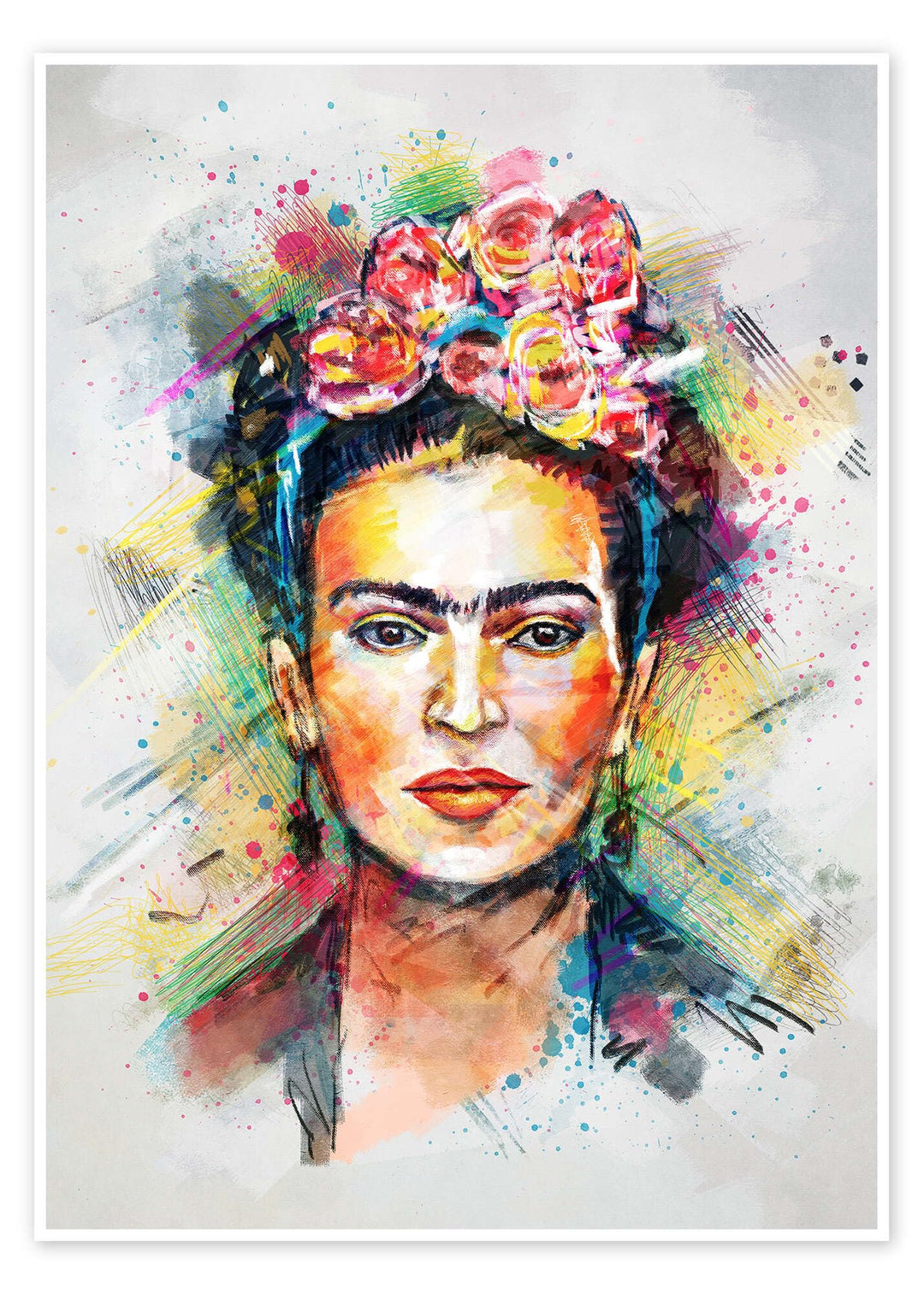 Frida Kahlo Flower Pop Poster von Tracie Andrews Wandbilder für jeden Raum 60 x 80 cm Geschenkideen
