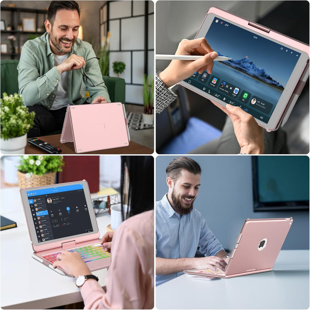 Tastatur Hülle für iPad 10.2 Zoll 9/8/7 Generation 2021/2020/2019, 360° Drehbare Touchpad Tastatur m