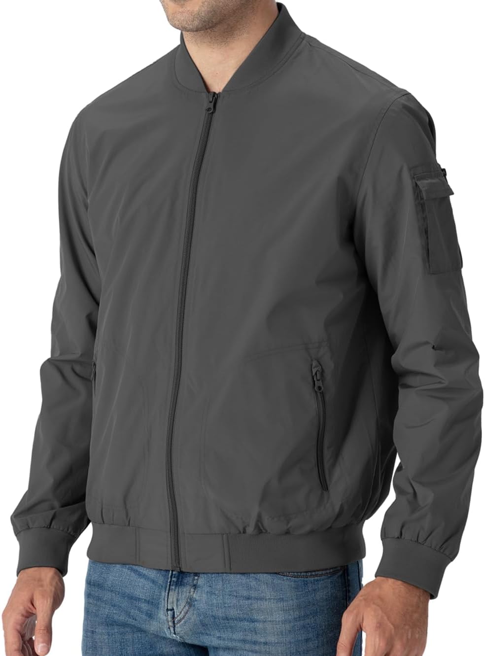 YSENTO Herren Bomberjacke Leichte Übergangsjacke Blouson Windbreaker Stehkragen Baseball Fliegerjack