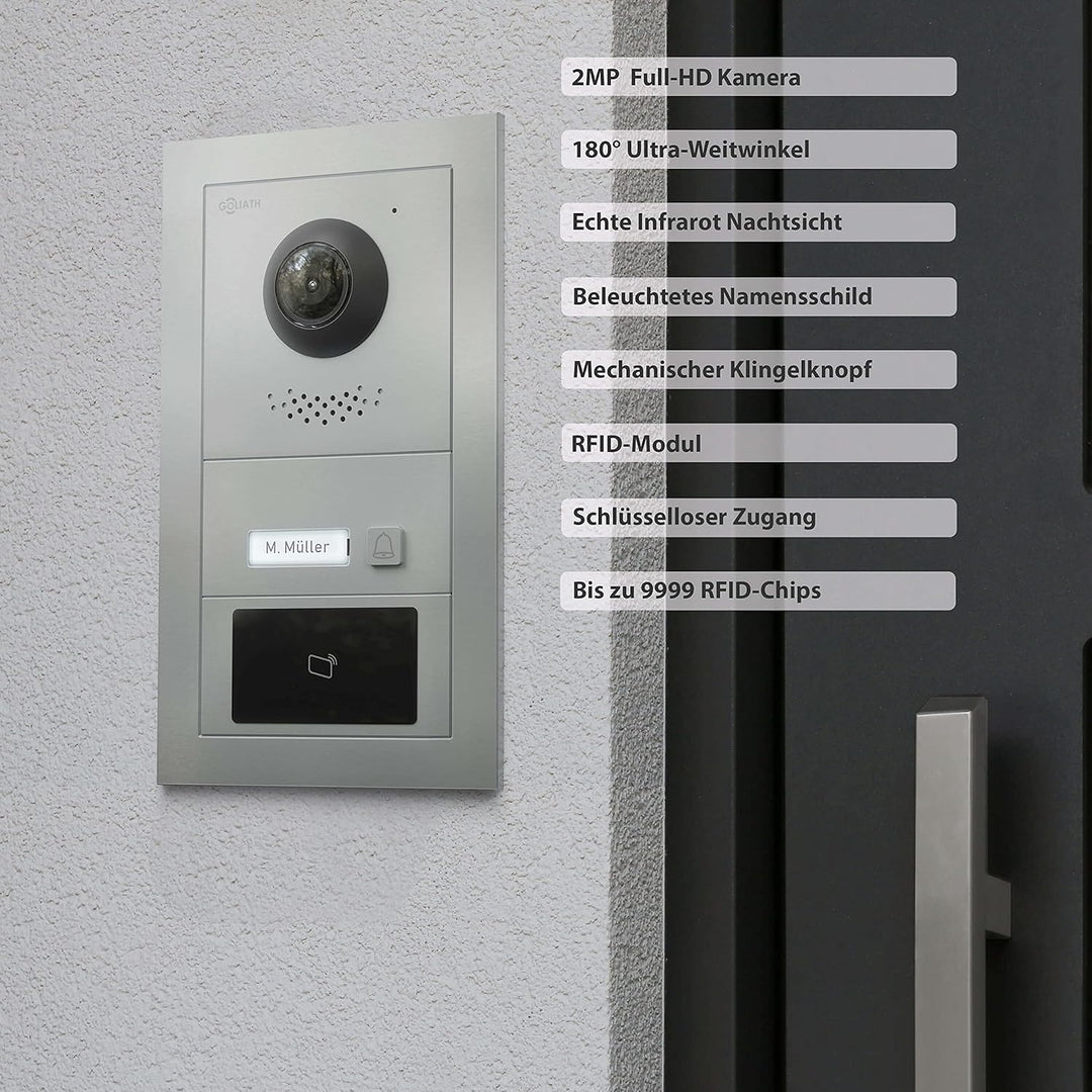 Goliath Hybrid | IP | Full-HD Video Türsprechanlage | App | 1-Fam | 3 x Full-Touchscreen 10" | Alumi