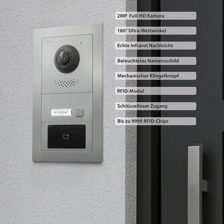 Goliath Hybrid | IP | Full-HD Video Türsprechanlage | App | 1-Fam | 3 x Full-Touchscreen 10" | Alumi