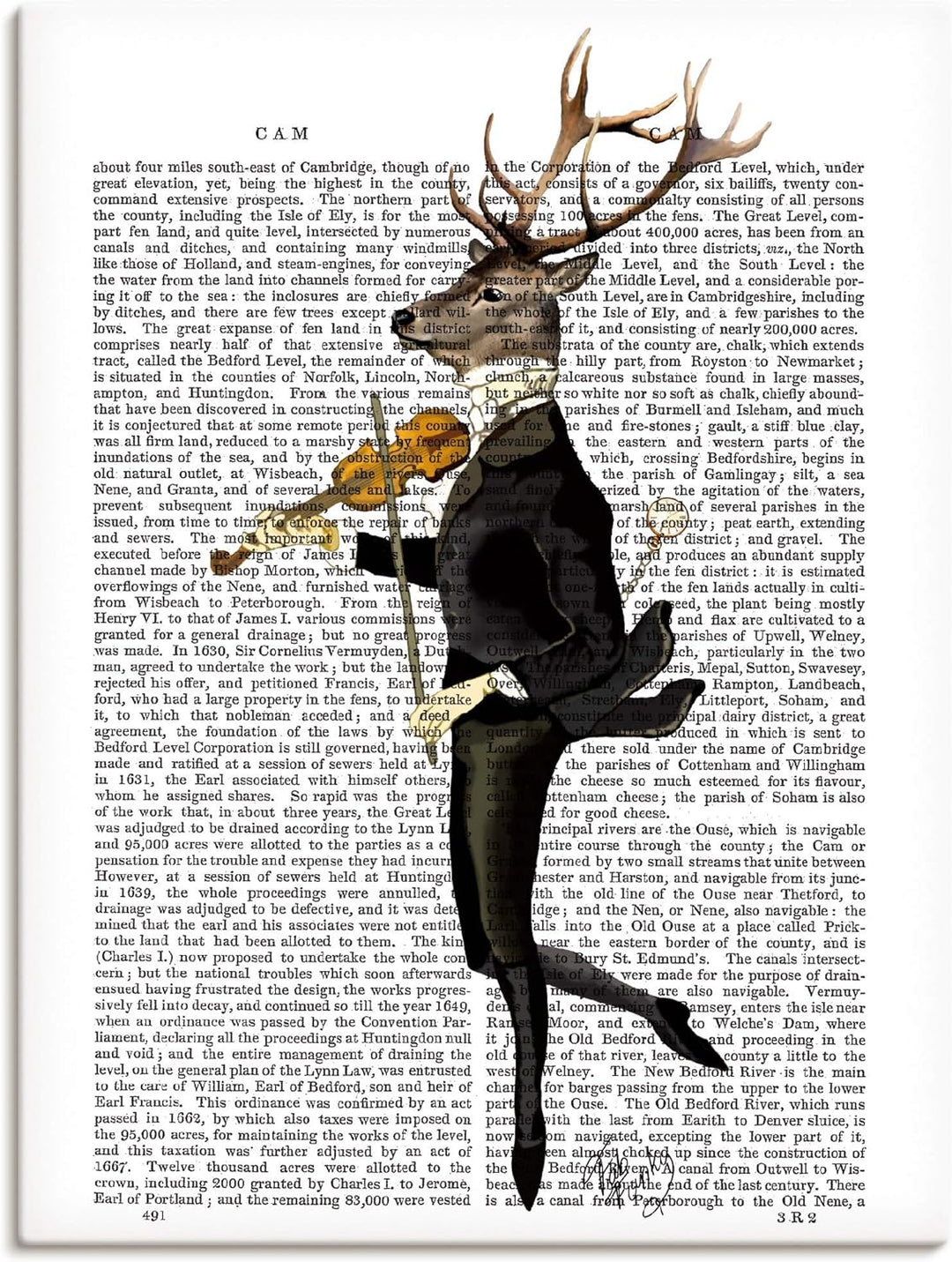 ARTland Leinwandbilder Wandbild Bild auf Leinwand 45x60 cm Wanddeko Hirsch Musik Skandinavisch Tiere