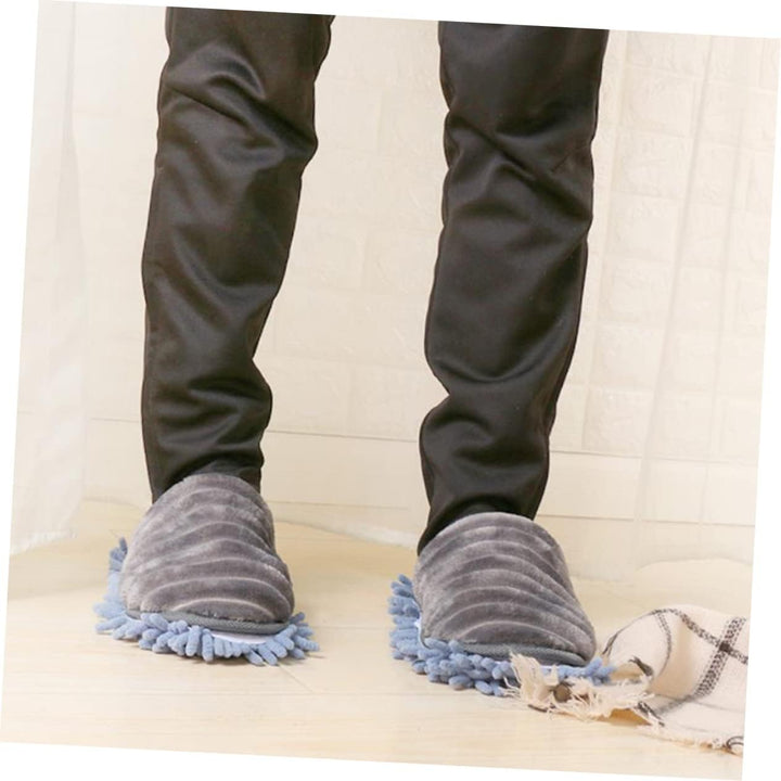 MAGICLULU Flauschige Bodenputzschuhe Damenpantoffeln aus Chenille mit Abnehmbarer Mikrofaser Sohle G