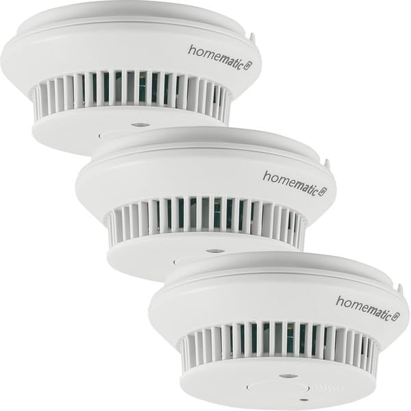 Homematic IP Smart Home 3er-Set Rauchwarnmelder mit Q-Label, Rauchmelder alarmiert lokal über die Si