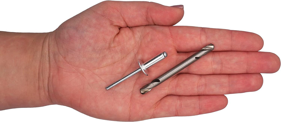 SKIR'CO (150 Stück) Grossflansch Aluminium Blindnieten 5,0 x 16 mm, Stahldorn, Bohrer inklusive 150