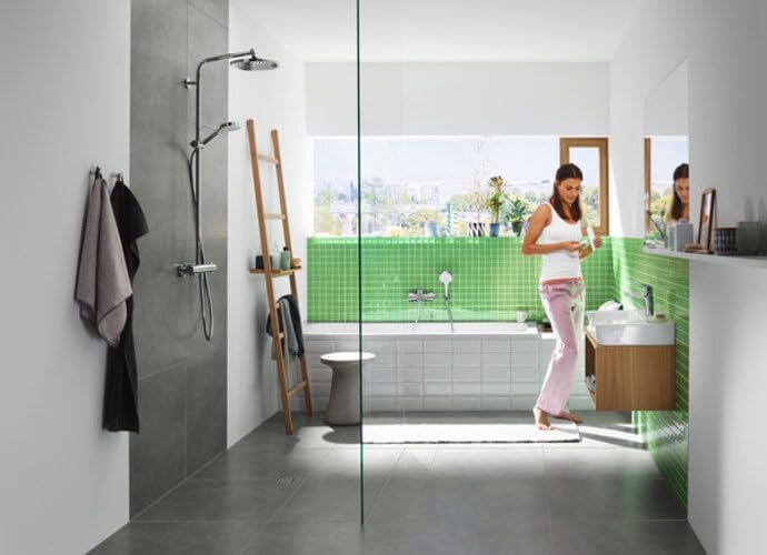 hansgrohe Crometta Duschhalterset, mit Duschschlauch, 1,25 m, Weiss/Chrom Set mit Brauseschlauch 1,2