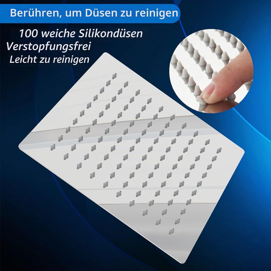 20cm Regenbrause - Voolan Quadrat Hochdruck Duschkopf aus Edelstahl 304 - Komfortables Duscherlebnis