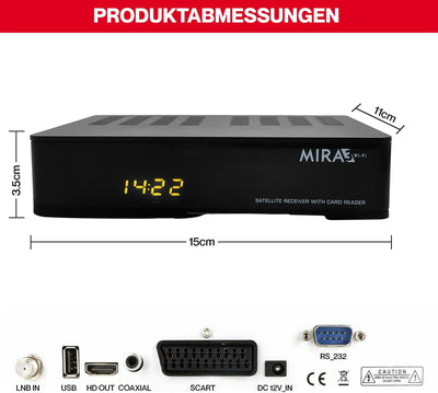 Amiko MIRA3 HD Sat Receiver mit Aufnahmefunktion, Kartenslot, Timeshift, HDMI, PVR, USB, WiFi, AAC-L