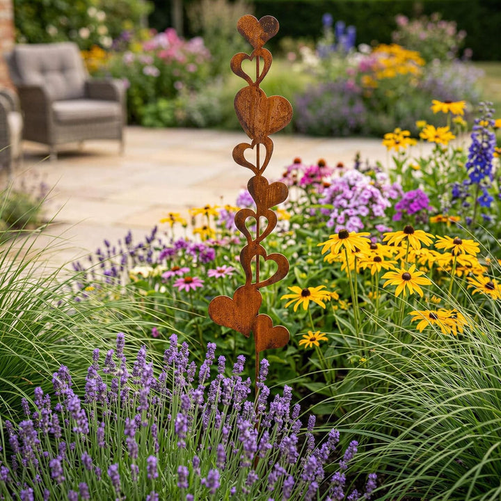 Manufaktur Lichtbogen Rost Gartenstecker Herzen 120 cm hoch Edelrost Gartendeko