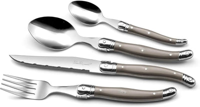 LOU LAGUIOLE TRADITION Steakmesser Besteck Set 24-teilig | Steakbesteck mit Tradition und Stil | Gri