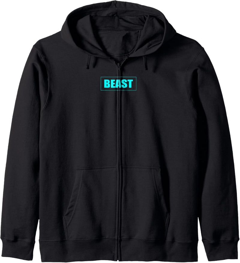 Beast Gym Motivation Hellblaue Farbe Fitness Workout Sport Kapuzenjacke