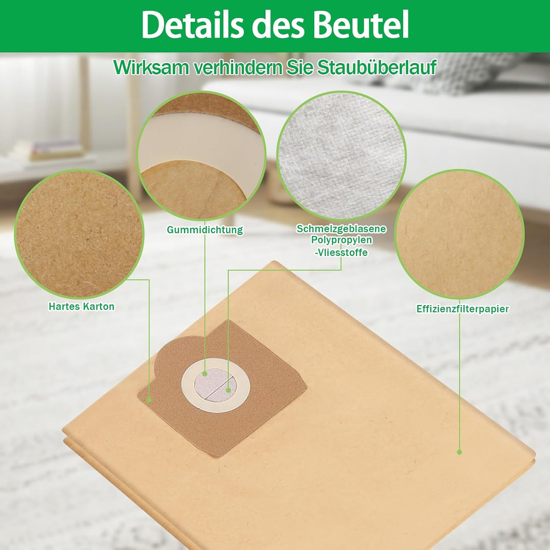 6 Staubsaugerbeutel und 3 Filter Ersatz für Kärcher WD3 WD3P MV3 MV3P 9, 9