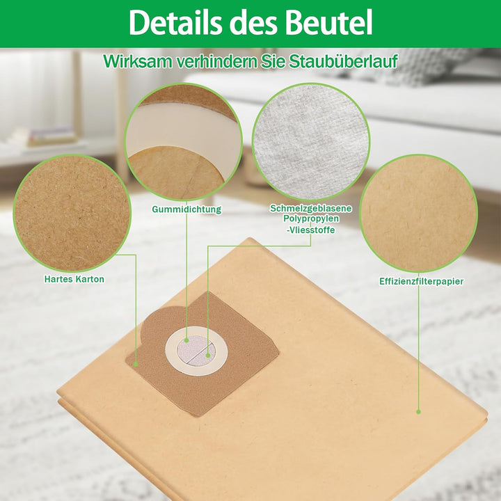 6 Staubsaugerbeutel und 3 Filter Ersatz für Kärcher WD3 WD3P MV3 MV3P 9, 9