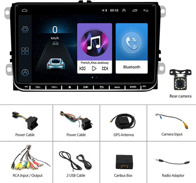 Android Autoradio für Volkswagen Passat Seat Golf Skoda Touran, Touchscreen Autoradio Doppel-Din mit